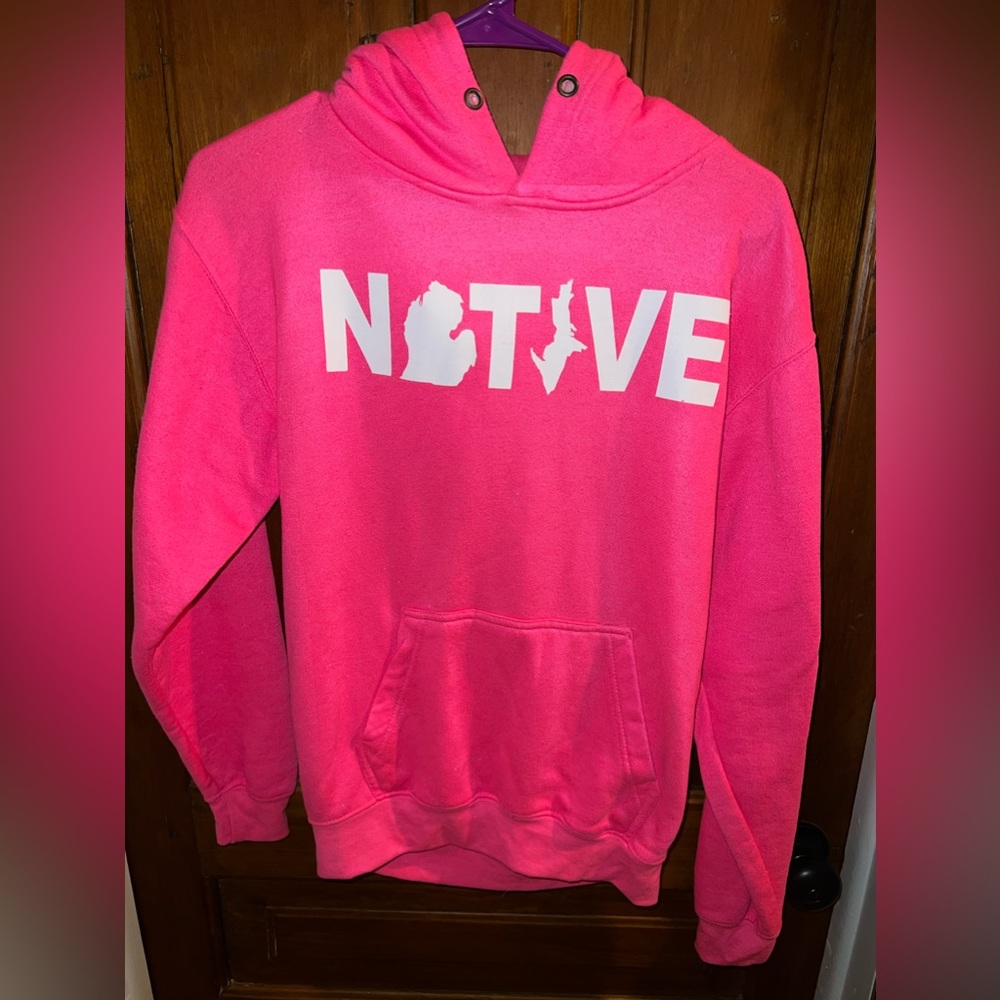 Women’s hot pink Michigan NATIVE hoodie size S